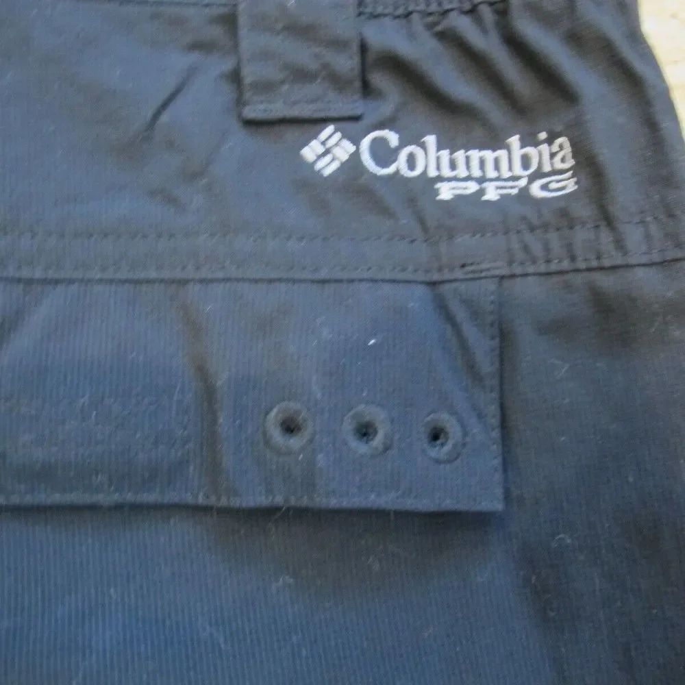 Columbia PFG Flat Front‎ Casual Black Nylon Shorts Men's Size 38 10